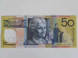 AUSTRALIAN 2010 $50 POLYMER NOTE AA FIRST PREFIX UNCIRCULATED
