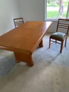 wooden table and 4 chairs original condition with side buffet display
