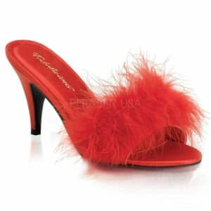 Brand New Pleaser Marabou Mule Mid High Heel Shoes Costume Various Sz