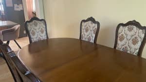 Solid Wood Table - Antique Style - 6 Chairs and Table