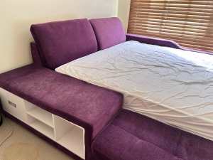 Spare velvet large and sturdy king bed with king size mattress