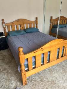 Queen solid wood bed frame