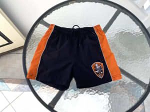 Boys Shorts Size 7 Brisbane Roar FC Football Soccer Black Orange