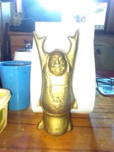 An excellent vintage solid brass standing Buddha 