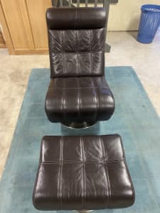 Leather chair with matching footrest