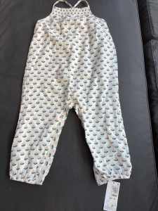 M&S winter white flowery dungarees age 18-24 months BNWT $20