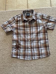 Boys Brown And Light Blue Check Shirt Size 10 BRAND NEW 👕