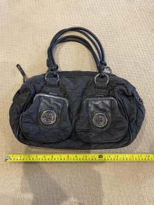 Mimco Denim Button bag with leather trim