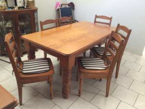 Wooden Dining Room Table and Six Chairs ( made by Martin Group)