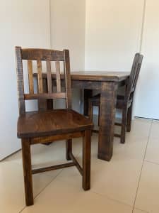 Solid Timber - extendable table with six chairs, must go. 