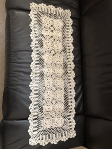 Crochet table runner vintage hand made 103 cm