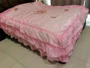 vintage pink double bed valance bed skirt