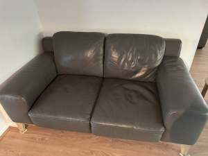Grey leather couch set