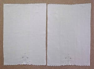 VINTAGE GUEST HAND TOWELS WHITE WAFFLE STYLE COTTON HAND EMBROIDERY