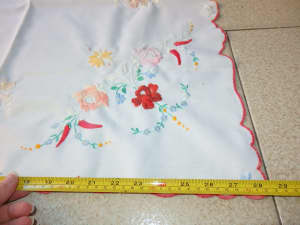 Vintage Square Embroidered Tablecloth Dimensions: 74cm x 72cm