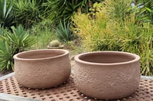 Patterned Terracotta Large Plant Bowls NEW