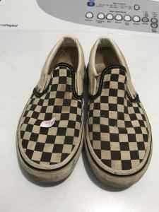 van kids size 2 black and white checkerboard slip on shoes $1 for pair