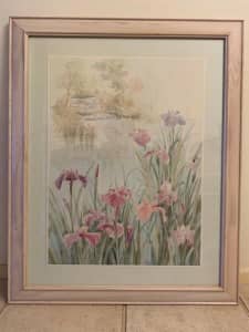 Lily watercolour glass framed print