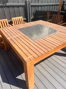 Outdoor timber dining table 8 chairs