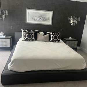 designer king bed master suite styling staging coco globe style