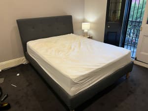 Ikea Upholstered Bed Frame, Grey 