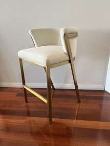 Brand New Gold/White Suede Barstool 65cm