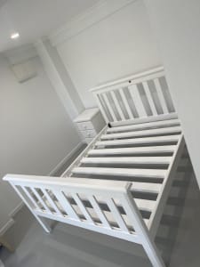 White wooden double bed frame good condition