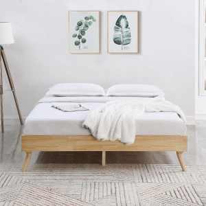 Oak Ensemble Bed Frame Wooden Slat King