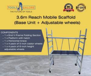 3.6m Reach Mobile Scaffold (Base Unit Adjustable wheels)