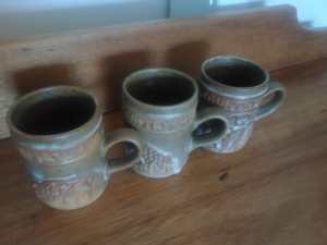Vintage Tremar Pottery Mugs - set of three in perfect condition