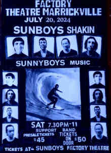 FACTORY Theatr Marrickville SUNBOYS Shakin-SUNNYBOYS MUSIC 20th JULY