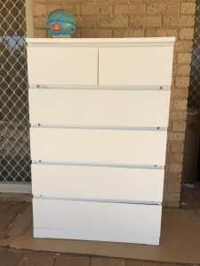 Chest of 6 drawers, white, 80x123 cm