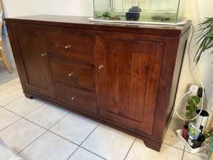 Buffet table with doors and drawers