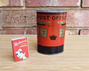 Vintage Antique Tin British Post Office Box Money Box