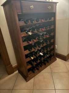 Wine rack stained pine unit