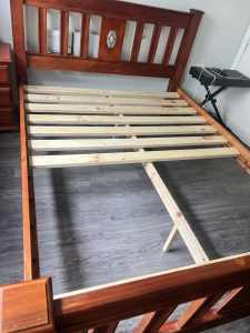 NEAR NEW AMART QUEEN SOLID WOOD BED FRAME