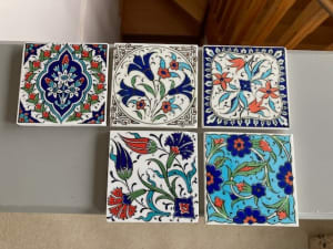 Five vintage Kutahya tiles (circa 2000)