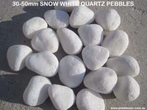 30-50mm SNOW WHITE Garden Pebbles and Stones-A GRADE-20 KG-WHOLESALE