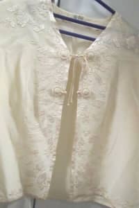Pure Silk Cream Top Hand Embroidered Amazing Detail Vintage