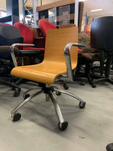 Wooden chair and metal base office swivel chair