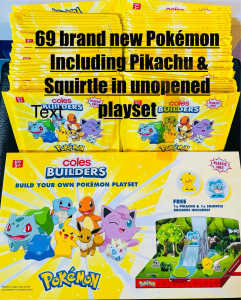 Coles Pokemon Builders Cards with Play Set All Brand New