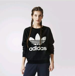Adidas Black Top Sweater, Denim Track Sweatshirt Womens Jumper AJ7196