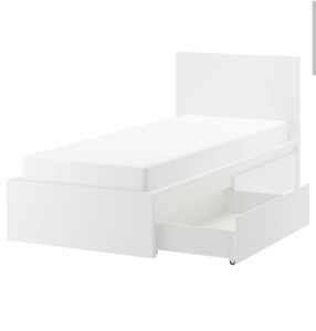 IKEA Single Bed
Bed frame, high, w 2 storage boxes, white, Single
