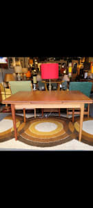 Mid Century teak extension table by Wrightbilt, Restored. 