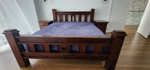 Pine Wood Solid King Bed Set