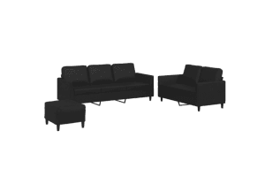 vidaXL 3 Pcs Sofa Set Cushions Faux Leather- SKU:3201765 Free Delivery