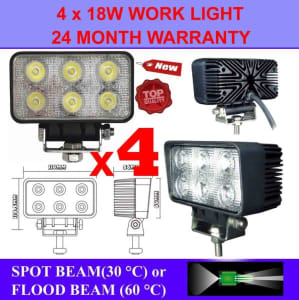 4 x 18W 12V LED WORK LIGHT FLOOD/BEAM LAMP SUV CAR TRUCK TRAILER BOAT