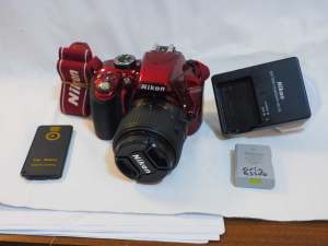 Nikon D3300 24.2MP DSLR (RED) Camera with AF-S DX VR II 18-55mm Lens
