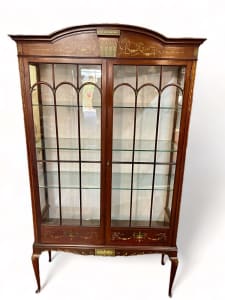 Antique c1900 Edwardian Mahogany Sheraton display cabinet English
