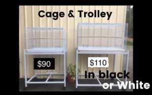BRAND NEW medium flight cage & trolley $90 black or white EFPOS too